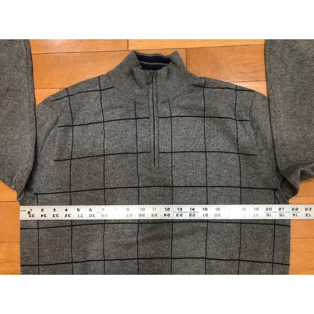 NWT Alan Flusser 100% Cotton 1/4 Zip Mock Neck Long Sleeve Knit Pullover Size M